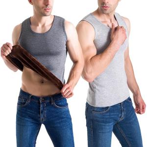 imageFlygo 2 Pack Thermal Tank Top Men Cotton Winter Warm Fleece Lined Underwear Sleeveless Vest UndershirtDarkgreylightgrey