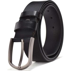 imageFlygo Genuine Leather Dress Belt For Men 15quot Single Prong Buckle Jeans BeltBlack