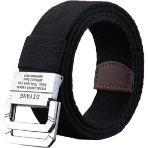 imageFlygo Mens Canvas Web Belt Double DRing Buckle 15quot Wide Leather Tip MultiColor Tactical Military Webbing BeltsBlack
