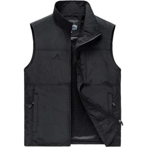 imageFlygo Mens Casual Lightweight Outdoor Work Safari Fishing Travel Photo Vest Multi Pockets02 Style Black