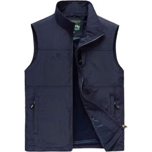 imageFlygo Mens Casual Lightweight Outdoor Work Safari Fishing Travel Photo Vest Multi Pockets02 Style Navy Blue
