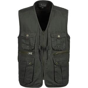 imageFlygo Mens Casual Outdoor Work Utility Safari Fishing Travel Vest with PocketsDark Green