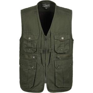 imageFlygo Mens Casual Outdoor Work Utility Safari Fishing Travel Vest with PocketsLight Green