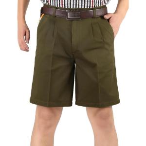 imageFlygo Mens Classic Fit 7 Inseam Chino Oxford Shorts Pleated Flat Golf ShortsArmy Green