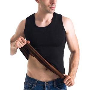 imageFlygo Mens Cotton Winter Warm Thermal Tank Top Fleece Lined Underwear Sleeveless VestBlack