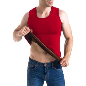 imageFlygo Mens Cotton Winter Warm Thermal Tank Top Fleece Lined Underwear Sleeveless VestRed