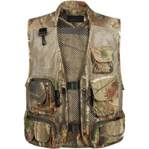 imageFlygo Mens Fishing Outdoor Utility Hunting Climbing Tactical Camo Mesh Removable Vest with Multiple Pockets S Desert