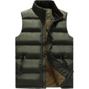 imageFlygo Mens Fleece Lined Winter Warm Outdoor Padded Puffer Vest Thick Sleeveless Jacket with PocketsArmy Green