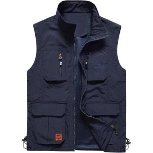 imageFlygo Mens Lightweight Outdoor Travel Work Fishing Vest with MultiPockets02 Navy