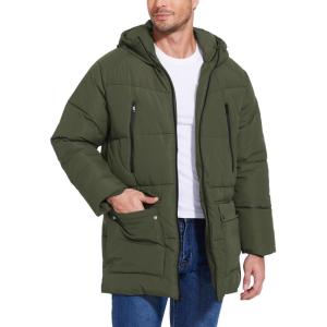 imageFlygo Mens Long Parka Winter Coats Hooded Puffer Jacket Heavy Warm WaterResistant Outerwear Cold WeatherArmy Green
