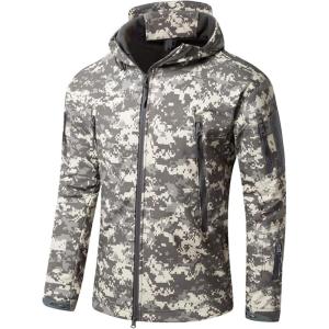 imageFlygo Mens Outdoor Military Hooded Tactical Fleece Softshell Jacket CoatAcu