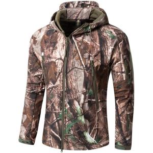 imageFlygo Mens Outdoor Military Hooded Tactical Fleece Softshell Jacket CoatTree