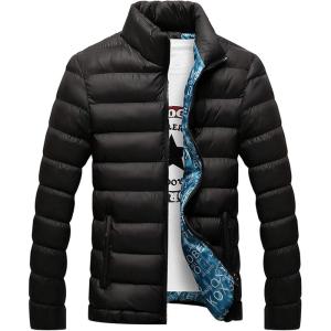 imageFlygo Mens Ultra Loft Quilted Puffer Jacket Warm Cotton Down Padded Coat OutwearBlack