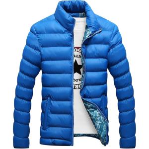 imageFlygo Mens Ultra Loft Quilted Puffer Jacket Warm Cotton Down Padded Coat OutwearBlue