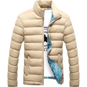 imageFlygo Mens Ultra Loft Quilted Puffer Jacket Warm Cotton Down Padded Coat OutwearKhaki