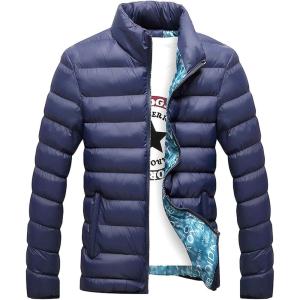 imageFlygo Mens Ultra Loft Quilted Puffer Jacket Warm Cotton Down Padded Coat OutwearNavy Blue