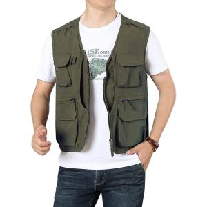 imageFlygo Mens Utility Cargo Vest Outdoor Fishing Safari Travel Work Photo Vest with Pockets01 Army Green
