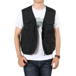 imageFlygo Mens Utility Cargo Vest Outdoor Fishing Safari Travel Work Photo Vest with Pockets01 Black