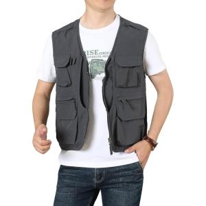 imageFlygo Mens Utility Cargo Vest Outdoor Fishing Safari Travel Work Photo Vest with Pockets01 Grey