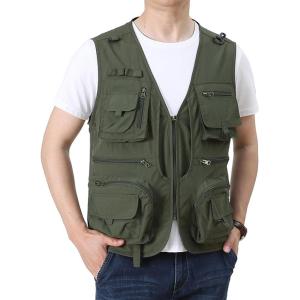 imageFlygo Mens Utility Cargo Vest Outdoor Fishing Safari Travel Work Photo Vest with Pockets02 Army Green