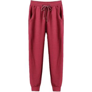 imageFlygo Mens Workout Running Active Joggers Pants Casual Cotton ClosedBottom SweatpantsWine Red
