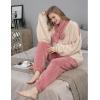 imageFlygo Fleece Pajamas Women Winter Fuzzy Pajamas Lounge Set Pullover Top Pants Plush SleepwearBeige
