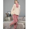 imageFlygo Fleece Pajamas Women Winter Fuzzy Pajamas Lounge Set Pullover Top Pants Plush SleepwearBeige