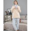 imageFlygo Fleece Pajamas Women Winter Fuzzy Pajamas Lounge Set Pullover Top Pants Plush SleepwearBlue