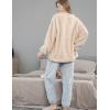 imageFlygo Fleece Pajamas Women Winter Fuzzy Pajamas Lounge Set Pullover Top Pants Plush SleepwearBlue