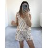imageFlygo Floral Pajama Sets for Women 2 Piece Lounge Set Ruffle Cami Top and Shorts Pj Set SleepwearPinkL