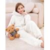 imageFlygo Girls Fleece Jumpsuits Fuzzy Hooded Rompers Kids Zip up Onesie Romper Costume Warm Winter Clothes 714 YearsBeige