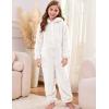 imageFlygo Girls Fleece Jumpsuits Fuzzy Hooded Rompers Kids Zip up Onesie Romper Costume Warm Winter Clothes 714 YearsBeige