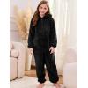 imageFlygo Girls Fleece Jumpsuits Fuzzy Hooded Rompers Kids Zip up Onesie Romper Costume Warm Winter Clothes 714 YearsBlack