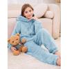 imageFlygo Girls Fleece Jumpsuits Fuzzy Hooded Rompers Kids Zip up Onesie Romper Costume Warm Winter Clothes 714 YearsBlue