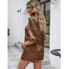 imageFlygo Pajamas for Women Silk Satin Soft Sleepwear Short Sleeve Pajama Sets Button Down Pjs Lounge Set Summer 2 PieceBrown