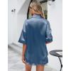 imageFlygo Pajamas for Women Silk Satin Soft Sleepwear Short Sleeve Pajama Sets Button Down Pjs Lounge Set Summer 2 PieceGreyblue