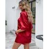 imageFlygo Pajamas for Women Silk Satin Soft Sleepwear Short Sleeve Pajama Sets Button Down Pjs Lounge Set Summer 2 PieceRed