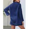 imageFlygo Womens 2 Piece Outfits Lounge Short Sets Cotton Linen Roll Up Sleeve Button Down Shirt Top Shorts SetBlue