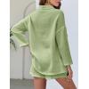 imageFlygo Womens 2 Piece Outfits Lounge Short Sets Cotton Linen Roll Up Sleeve Button Down Shirt Top Shorts SetLight Green