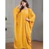 imageFlygo Womens Batwing Plaid Floral Printed Long Sleeves Oversized Maxi Dress Sleep Loungewear One Size Rhombus Yellow