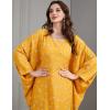imageFlygo Womens Batwing Plaid Floral Printed Long Sleeves Oversized Maxi Dress Sleep Loungewear One Size Rhombus Yellow