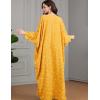 imageFlygo Womens Batwing Plaid Floral Printed Long Sleeves Oversized Maxi Dress Sleep Loungewear One Size Rhombus Yellow