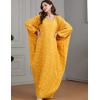 imageFlygo Womens Batwing Plaid Floral Printed Long Sleeves Oversized Maxi Dress Sleep Loungewear One Size Rhombus Yellow