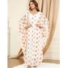 imageFlygo Womens Batwing Polka Dots Print Long Sleeve Oversized Maxi Dress Sleep LoungewearPolka Dots BeigeOne Size