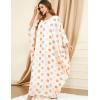 imageFlygo Womens Batwing Polka Dots Print Long Sleeve Oversized Maxi Dress Sleep LoungewearPolka Dots BeigeOne Size