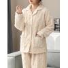 imageFlygo Womens Fluffy Pajama Sets Fleece Warm Lapel Top and Pant Sleepwear LoungewearBeige