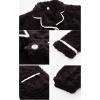 imageFlygo Womens Fluffy Pajama Sets Fleece Warm Lapel Top and Pant Sleepwear LoungewearBlack