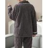 imageFlygo Womens Fluffy Pajama Sets Fleece Warm Lapel Top and Pant Sleepwear LoungewearGrey