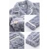 imageFlygo Womens Fluffy Pajama Sets Fleece Warm Lapel Top and Pant Sleepwear LoungewearLight Grey