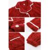 imageFlygo Womens Fluffy Pajama Sets Fleece Warm Lapel Top and Pant Sleepwear LoungewearRed